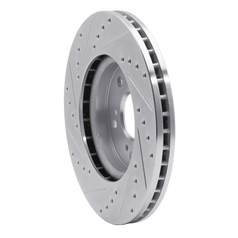 Acura RDX Brake Rotor (1) - Front Right - R1 Concepts - Drilled & Slotted - Silver - `07-`16